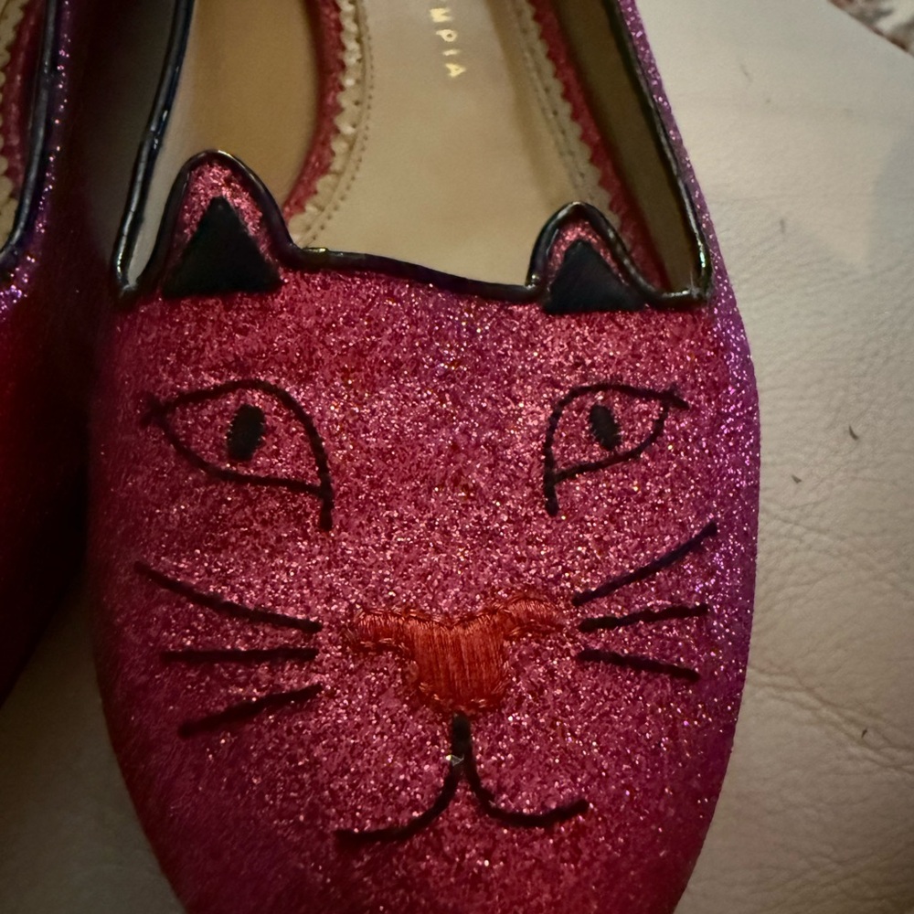 Charlotte Olympia Glittery Cat Flats - Picture 7 of 8